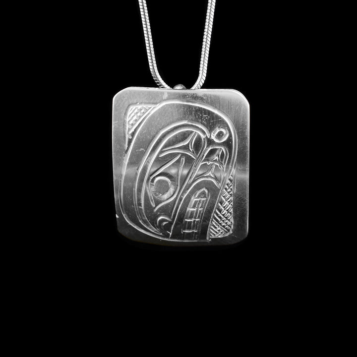 Sterling Silver Orca Square Pendant