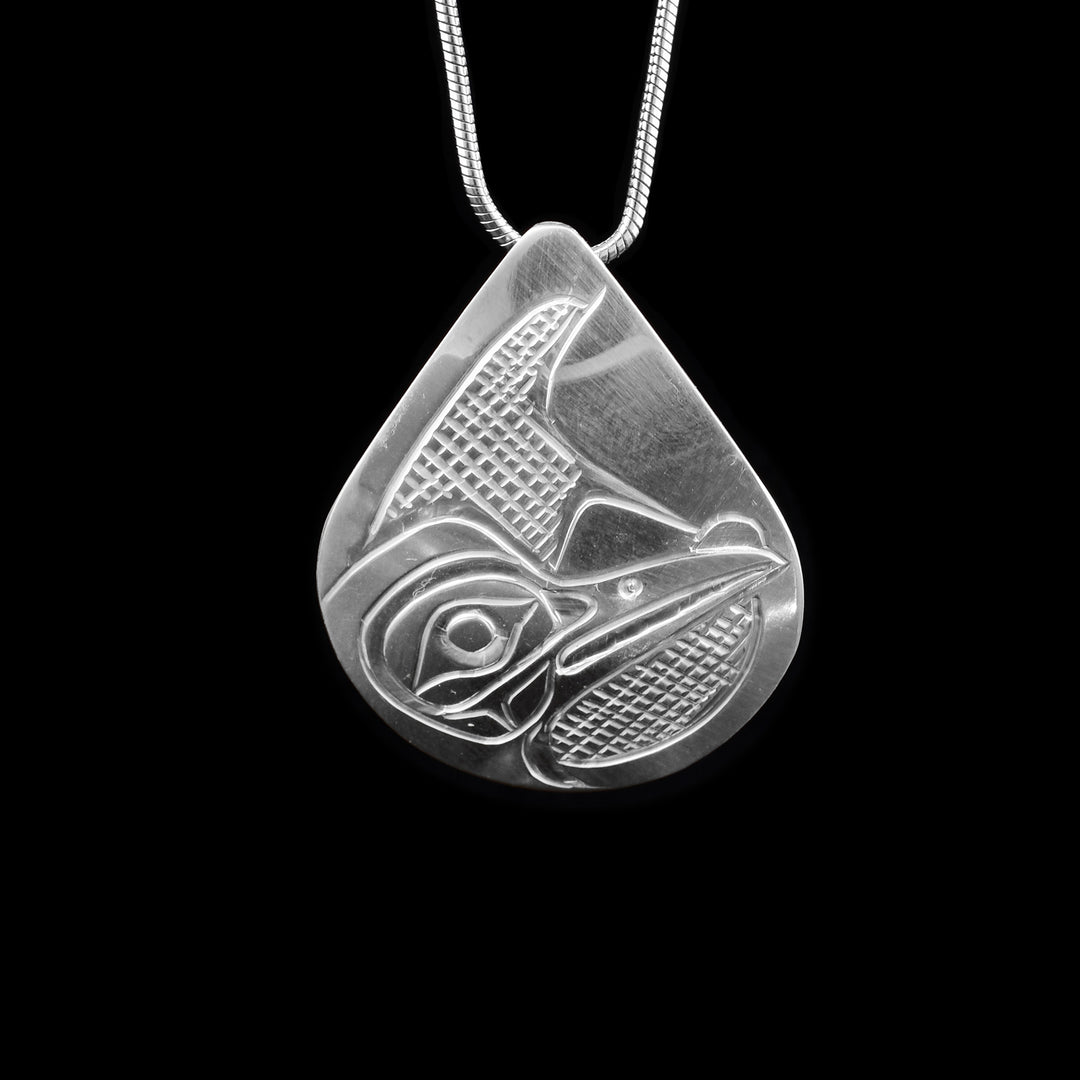 Sterling Silver Hummingbird Teardrop Pendant