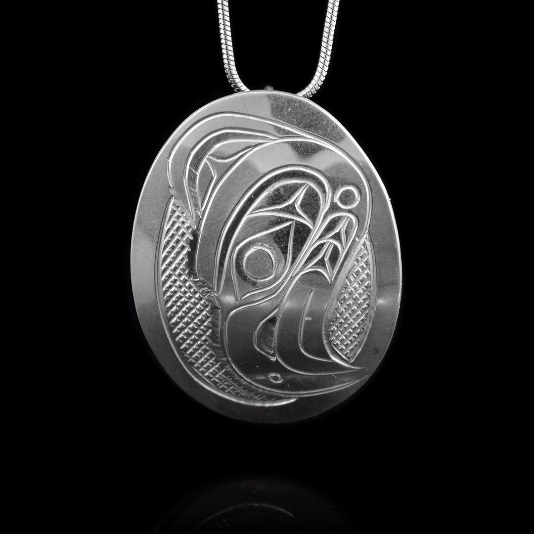 Oval Thunderbird Sterling Silver Pendant
