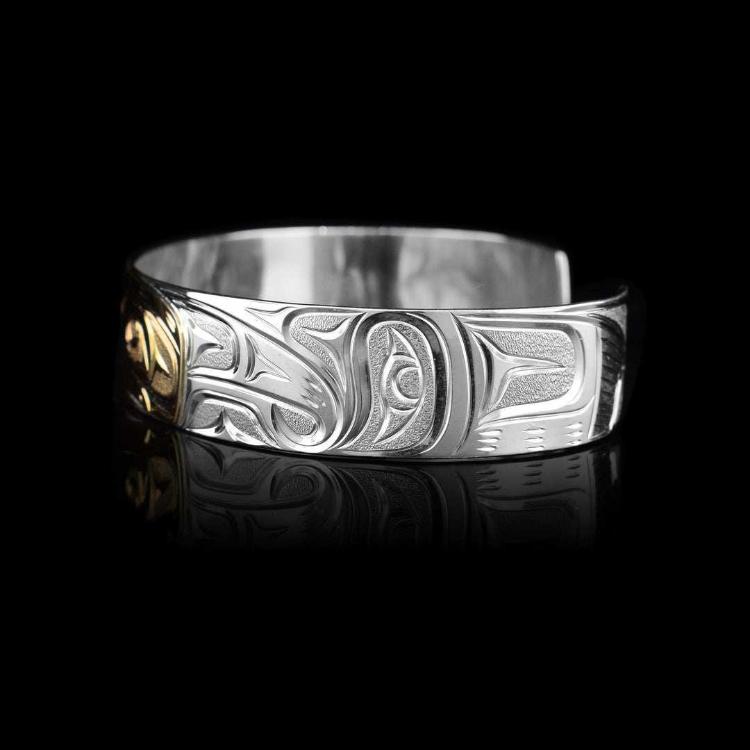 1/2" 14k Gold Sterling Silver Hummingbird Cuff