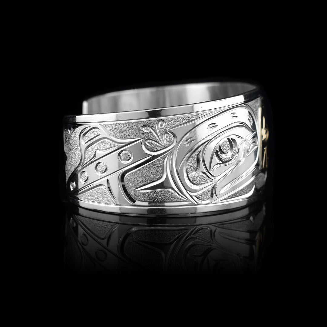 1" 14k Gold Sterling Silver Orca Cuff