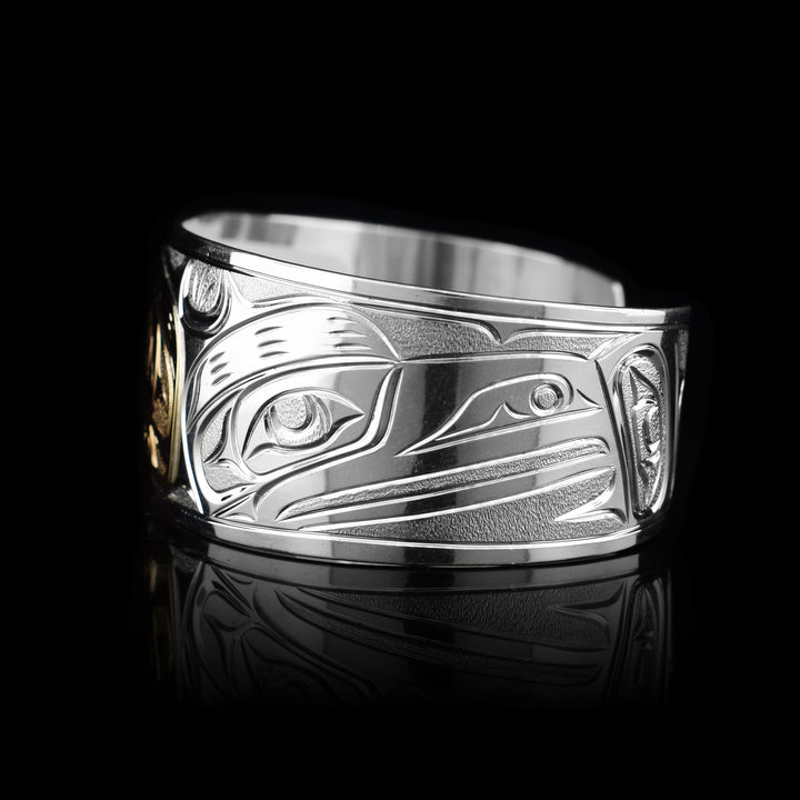 1" 14k Gold Sterling Silver Orca Cuff
