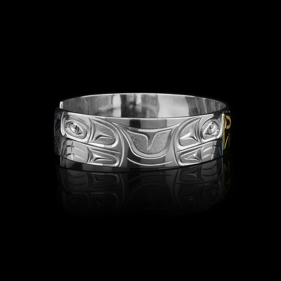 1/2" 14k Gold Sterling Silver Wolf Cuff
