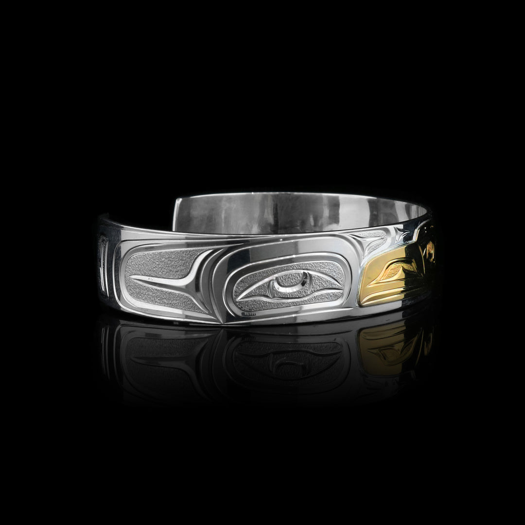 1/2" 14k Gold Sterling Silver Raven Cuff