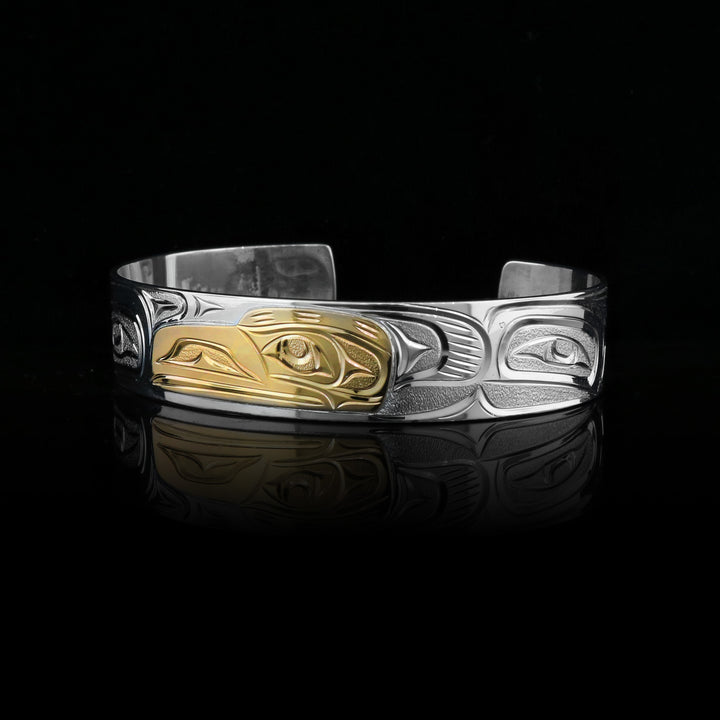 1/2" 14k Gold Sterling Silver Raven Cuff