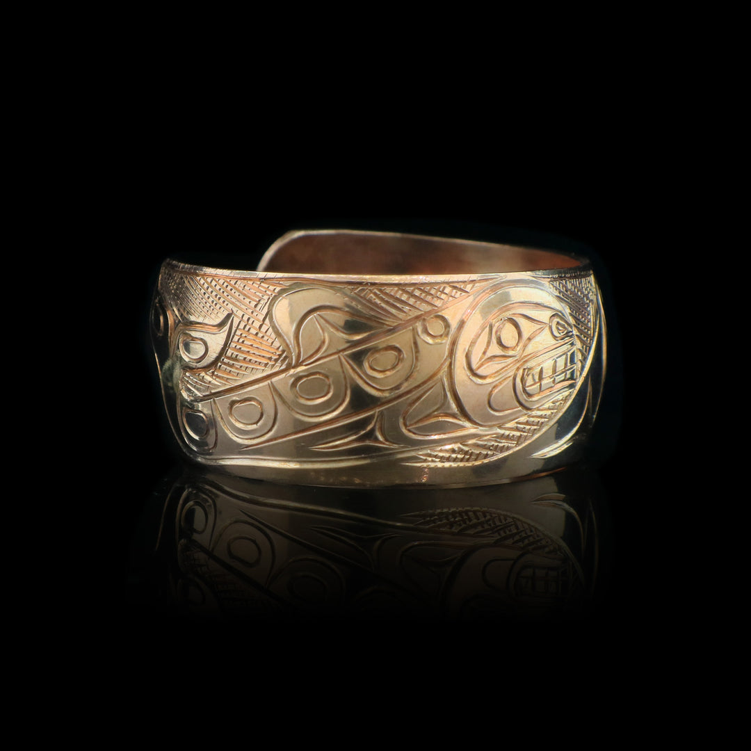 1" Double Raven and Orca Copper Cuff Bracelet