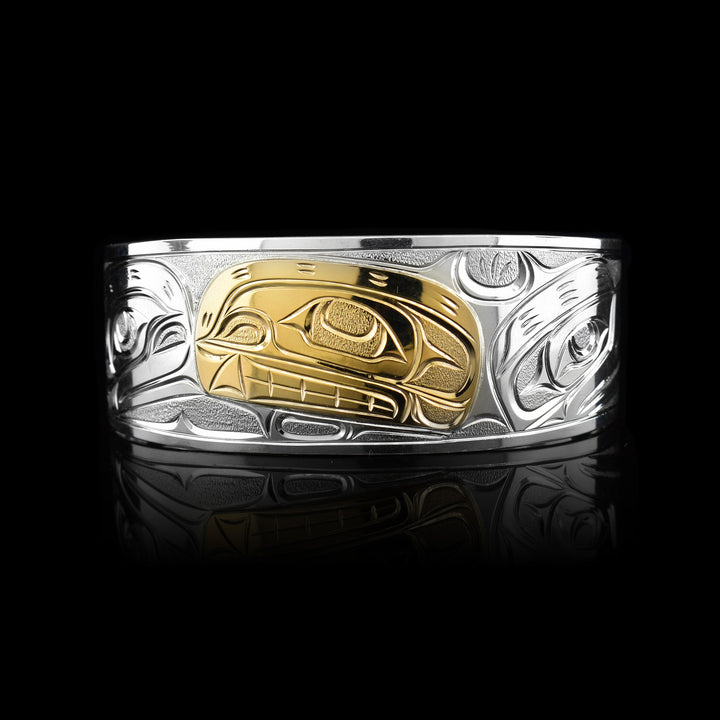 1" 14k Gold Sterling Silver Orca Cuff