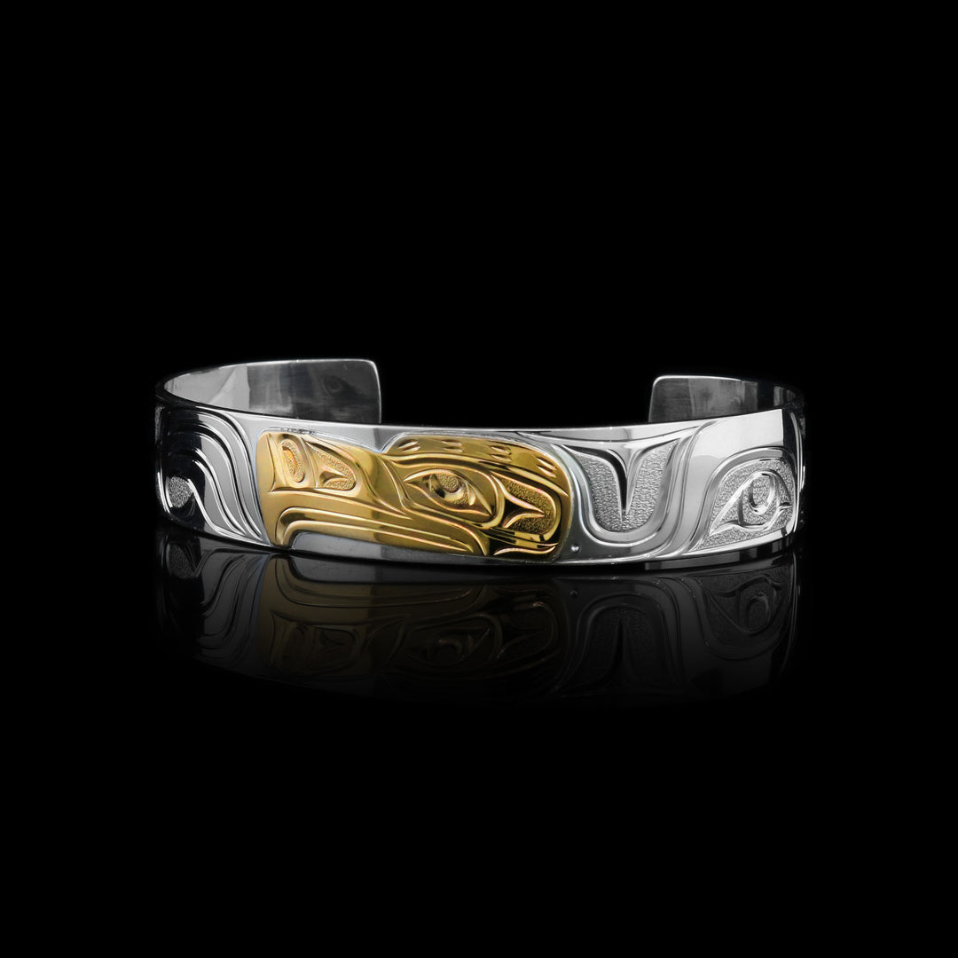 1/2" 14k Gold Sterling Silver Eagle Cuff