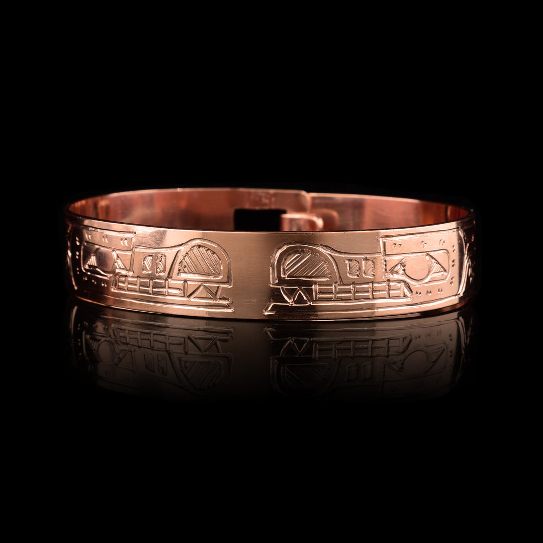 1/2" Copper Double Wolf  Bracelet