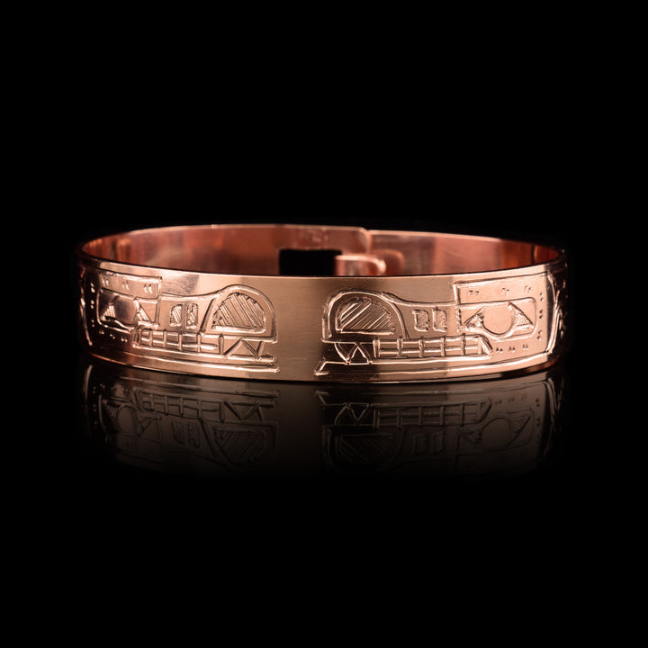 1/2" Copper Double Wolf  Bracelet