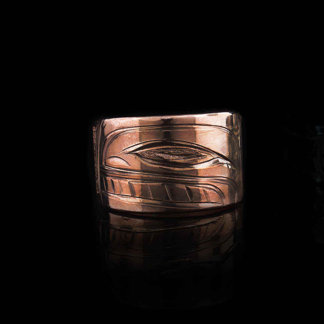 1/2" Copper Orca Tapered Ring - Canadian Indigenous culture crafts the legend of the Orca onto this copper  band ring.