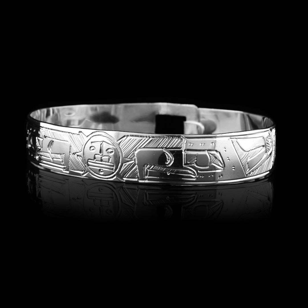 1/2" wide sterling silver Double Eagle and Sun Clasp Bracelet