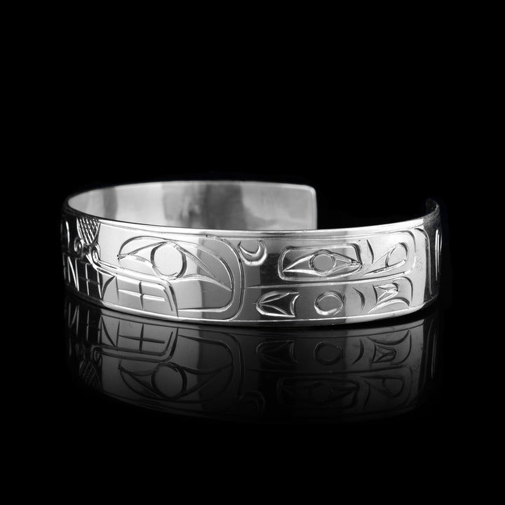 1/2" Double Wolf Silver Bracelet
