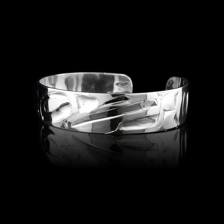 1/2" Serling Silver Double Raven Bracelet Cuff