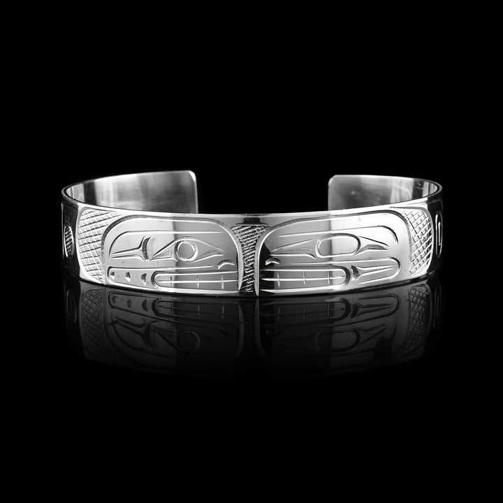 1/2" Sterling Silver Double Orca Bracelet Cuff