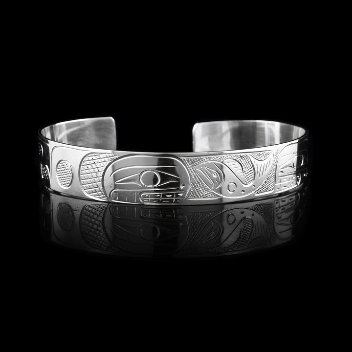 1/2" Sterling Silver Double Orca & Salmon Cuff