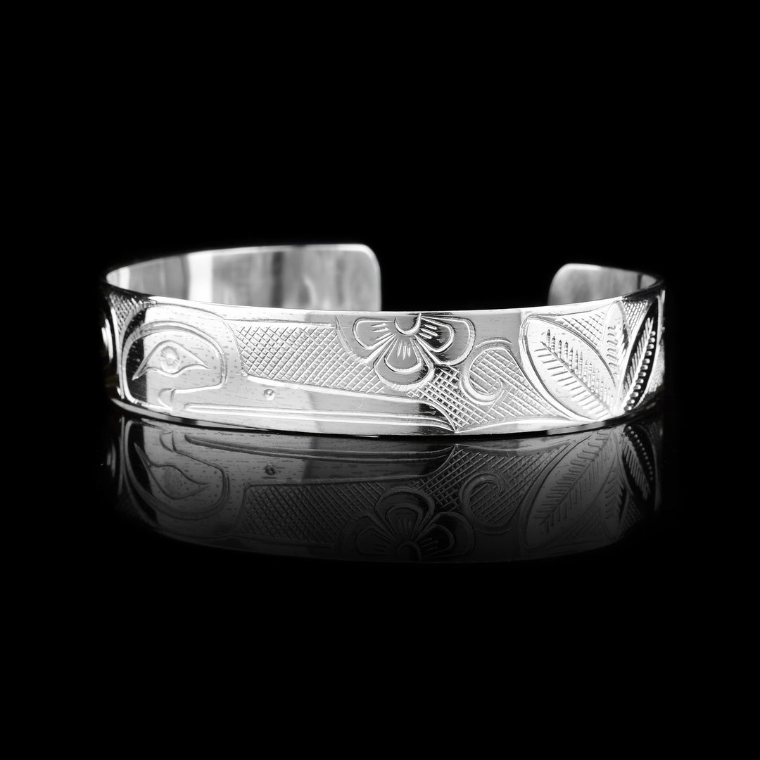 1/2" Sterling Silver Hummingbird Cuff Bracelet 