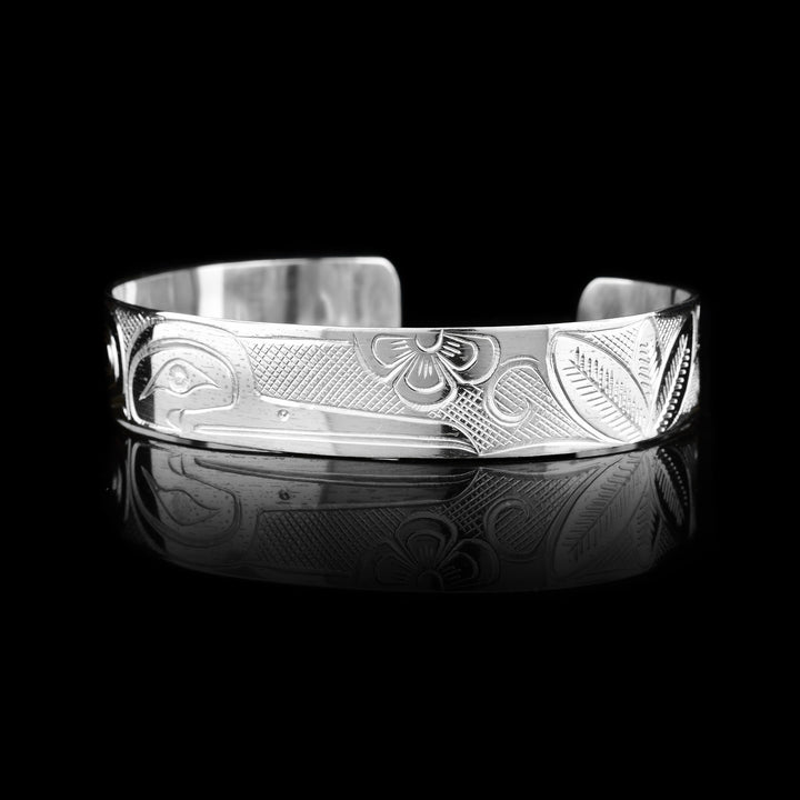 1/2" Sterling Silver Hummingbird Cuff Bracelet 