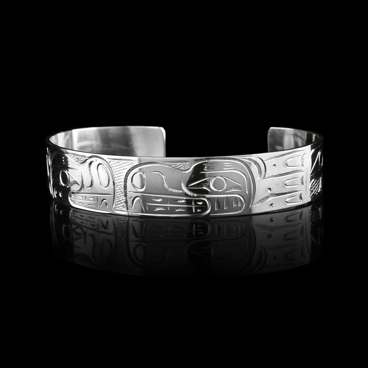 1/2" Sterling Silver Large Double Bear Cuff, sold at Artina's the Bear cuff shows the protective bear around the cuff.