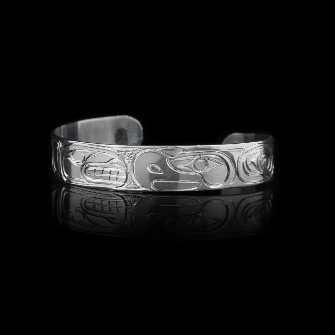 1/2" Sterling Silver Orca and Eagle Bracelet Cuff