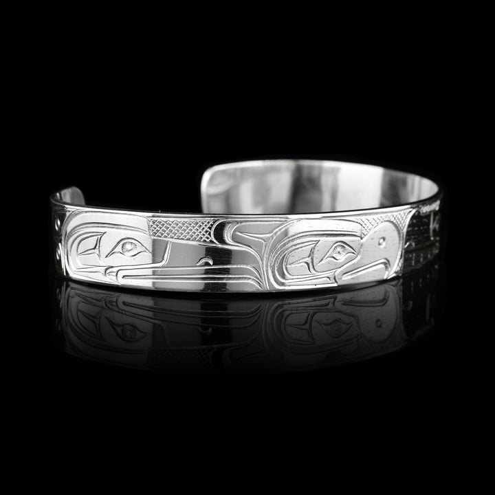 1/2" Sterling Silver Raven, Eagle, Thunderbird and Wolf Cuff Bracelet