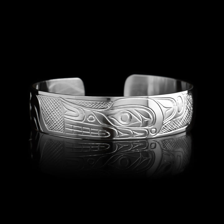 1/2" Sterling Silver Wolf Cuff Bracelet