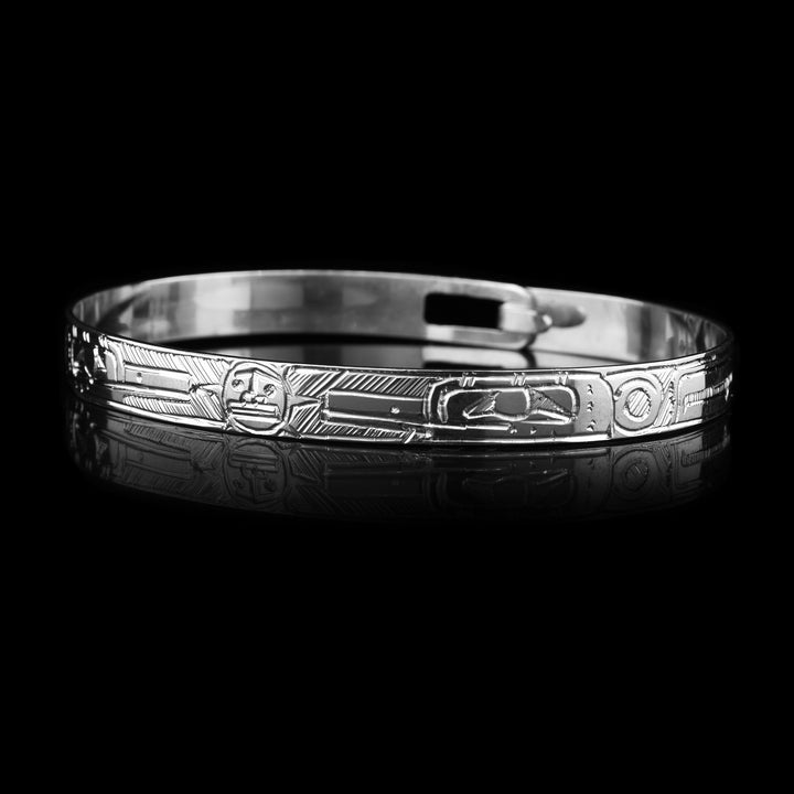 Sterling Silver 1/4" wide Double Hummingbird and Sun Clasp Bracelet