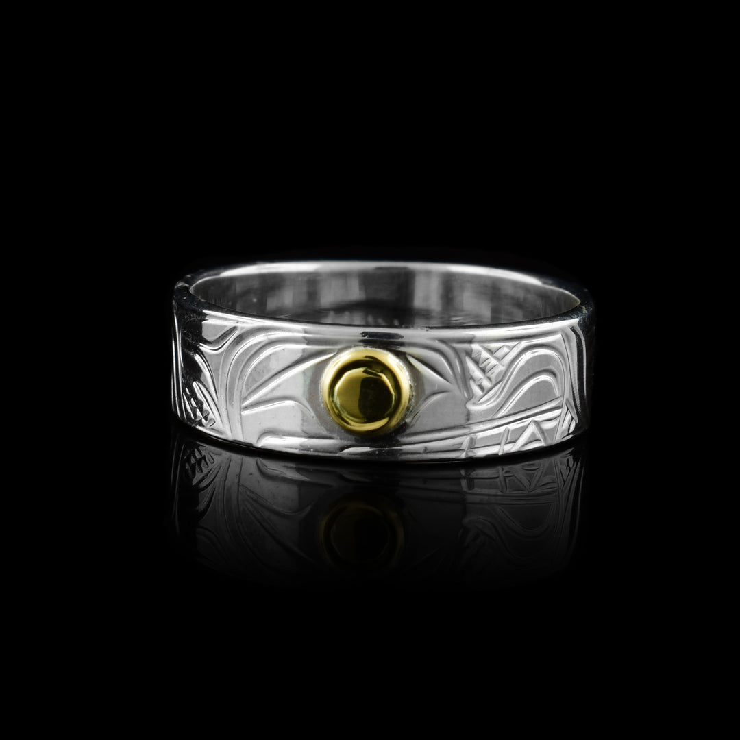 1/4" sterling silver and 14k gold Wolf Band Ring