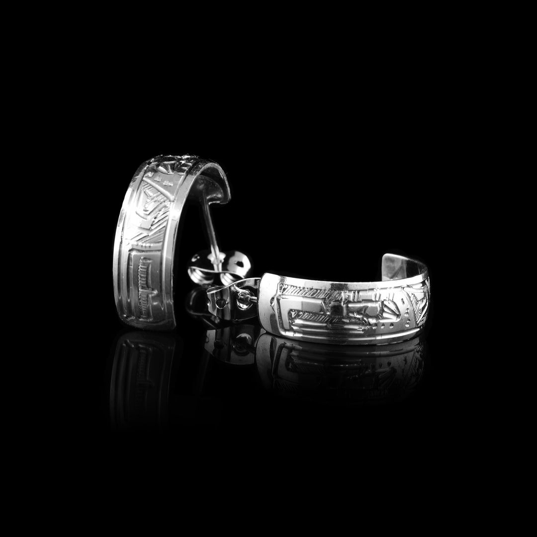 1/4" Sterling Silver Eagle Half Hoops