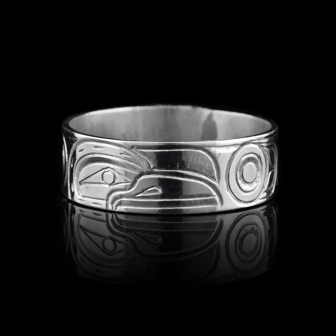 1/4" Sterling Silver Raven Band Ring