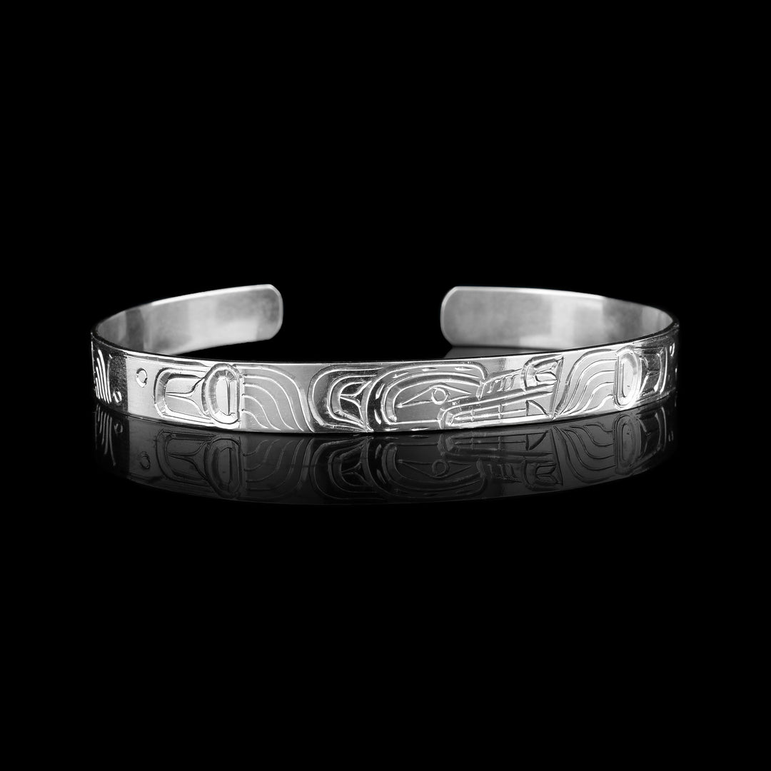 1/4" Sterling Silver Wolf Cuff Bracelet