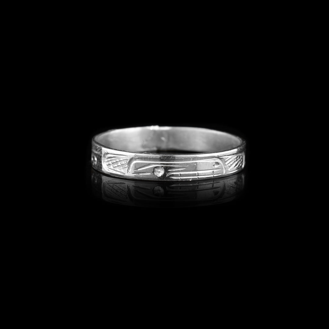 1/8" Sterling Silver Orca Band Ring