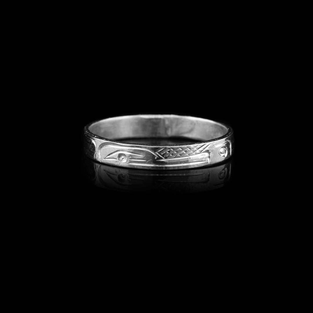 1/8" Sterling Silver Raven Band Ring
