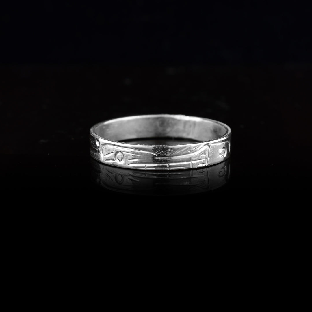 1/8" Sterling Silver Wolf Band Ring