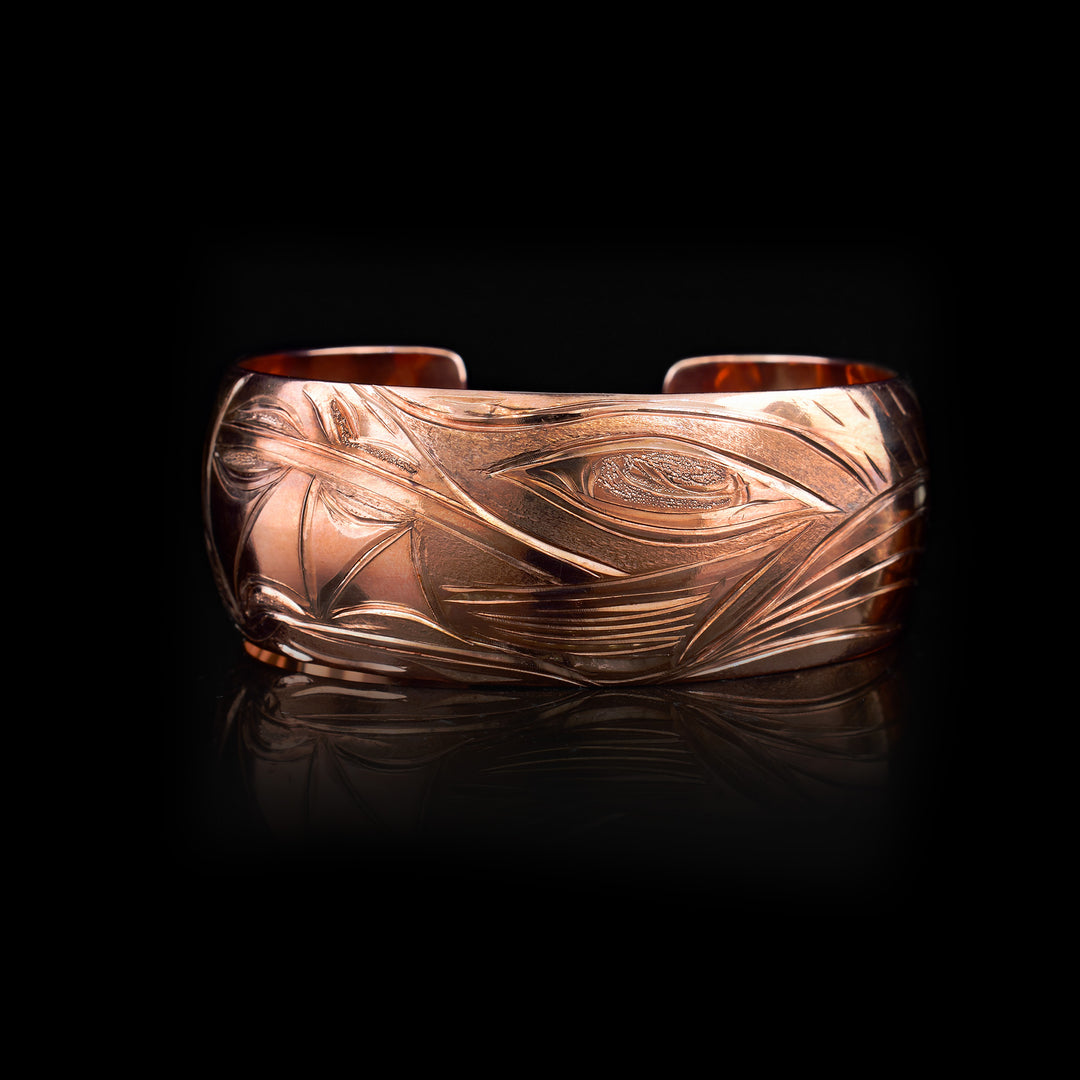 1" Bear and Salmon Copper Cuff Bracelet