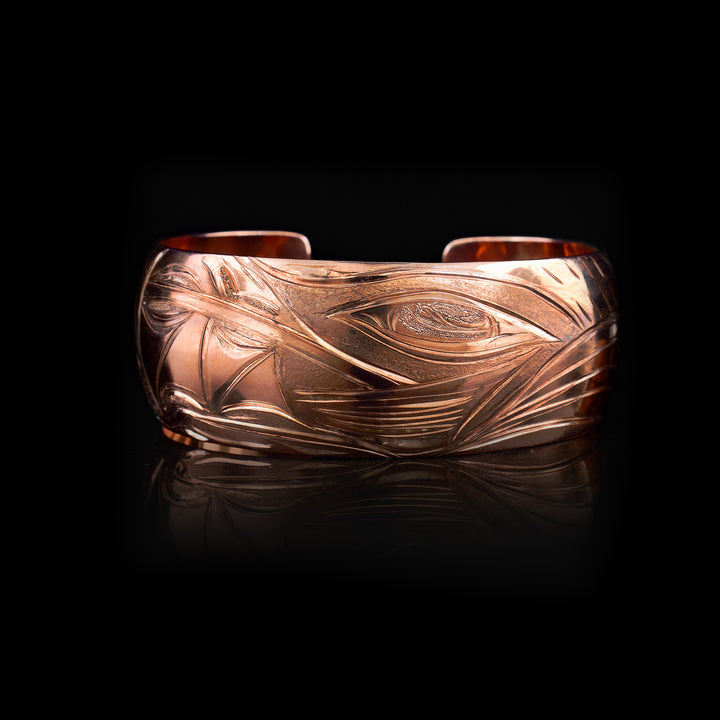 1" Bear and Salmon Copper Cuff Bracelet