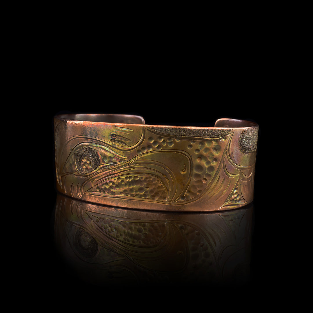 1" Copper Eagle Cuff carved into the copper is the face of the eagle. 