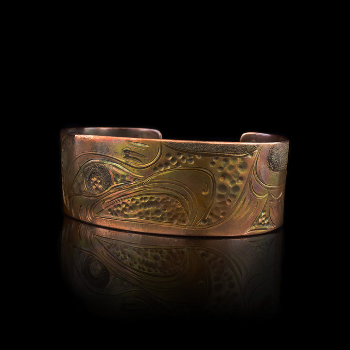 1" Copper Eagle Cuff carved into the copper is the face of the eagle. 