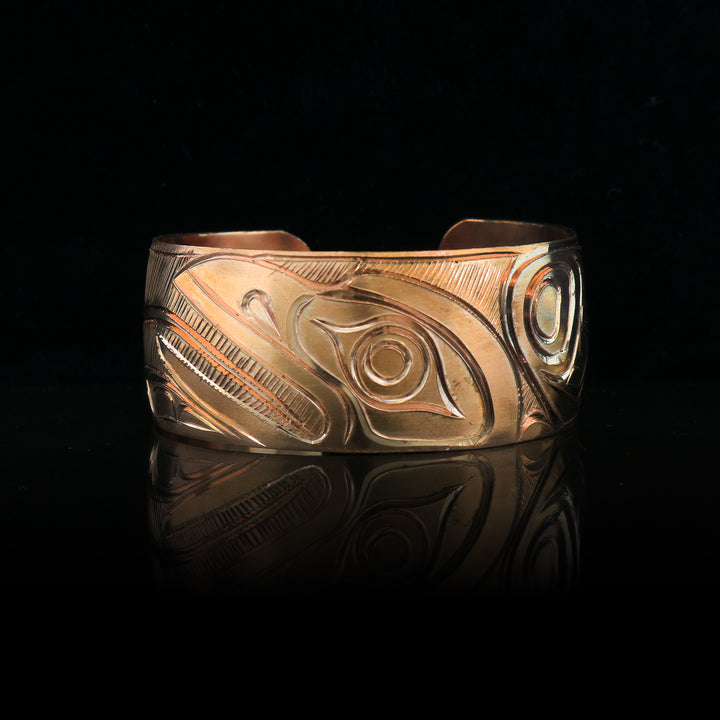 1" Raven and Frog Copper Cuff Bracelet