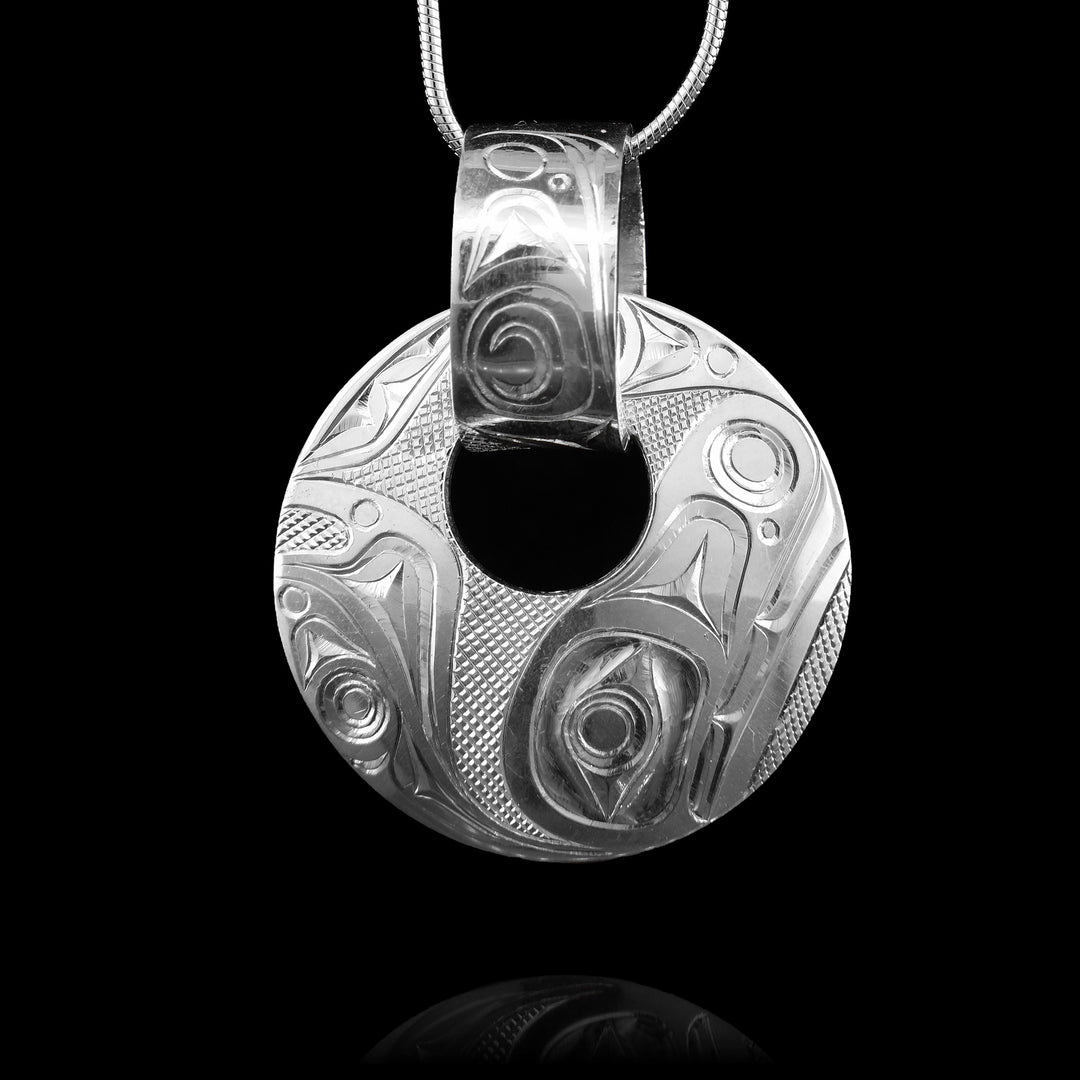 1" Silver Orca Pendant with Decorative Bail