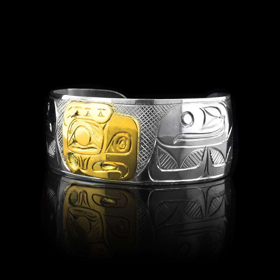 1" Silver and Gold Eagle Bracelet Cuff