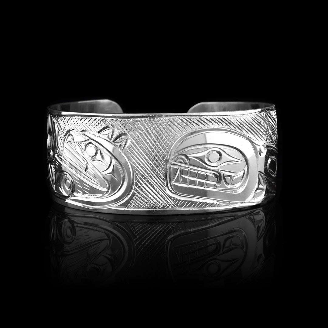 1" Sterling Silver Otter and Orca Bracelet