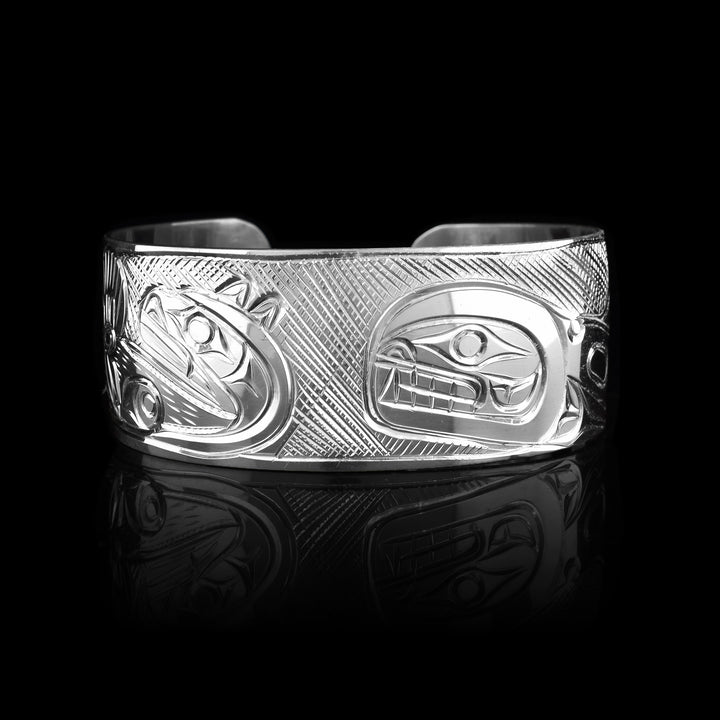 1" Sterling Silver Otter and Orca Bracelet