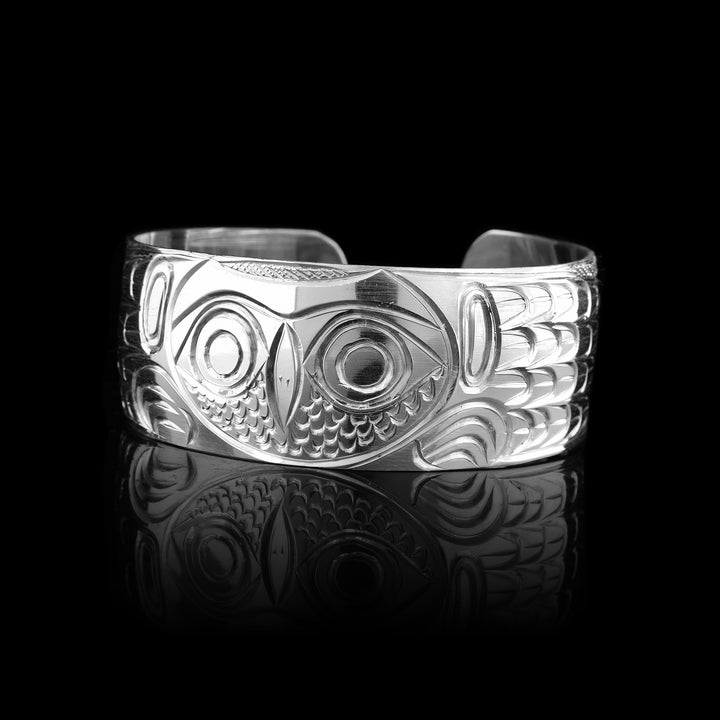 1" Sterling Silver Owl Cuff Bracelet
