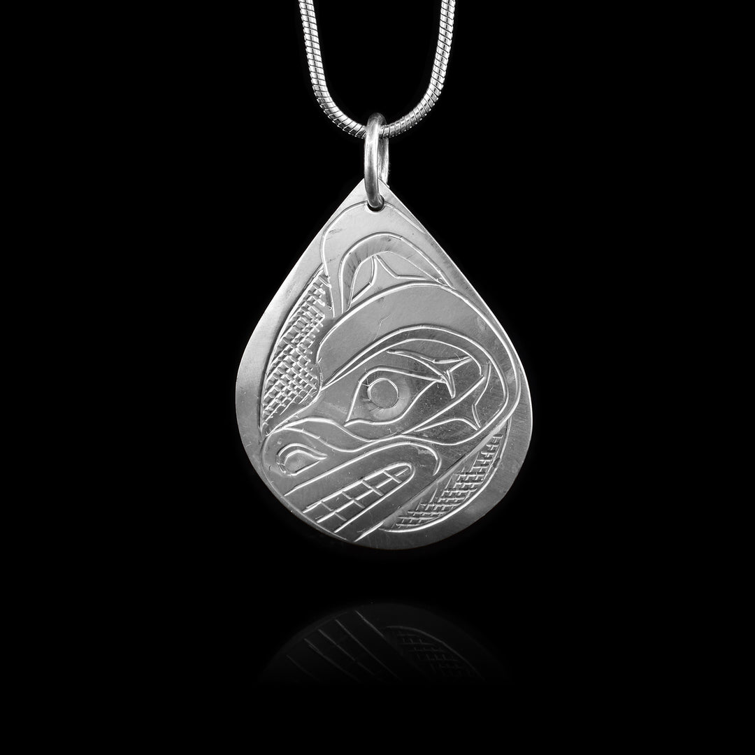 Sterling Silver Bear Teardrop Pendant