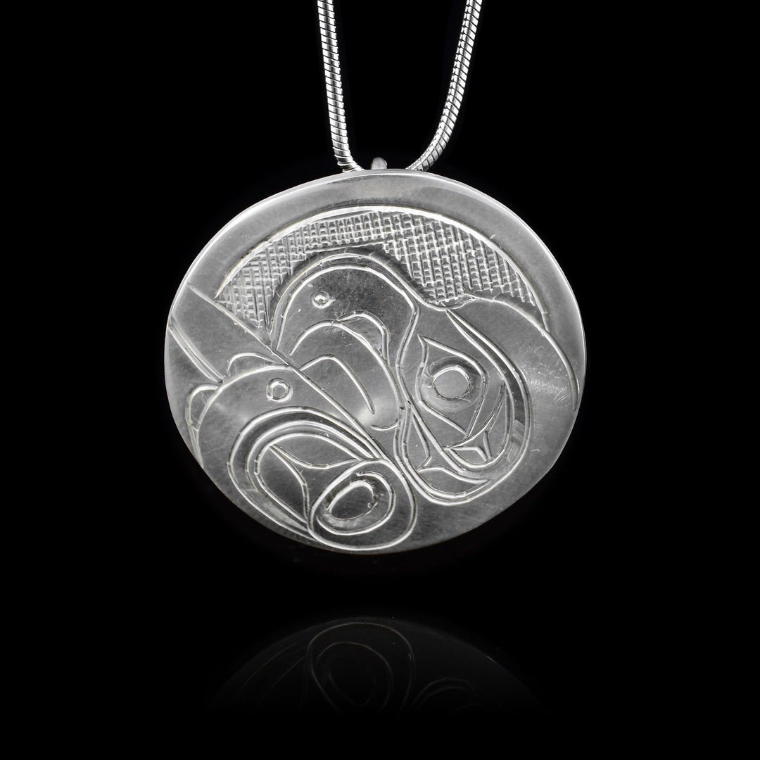 Sterling Silver Round Eagle Pendant