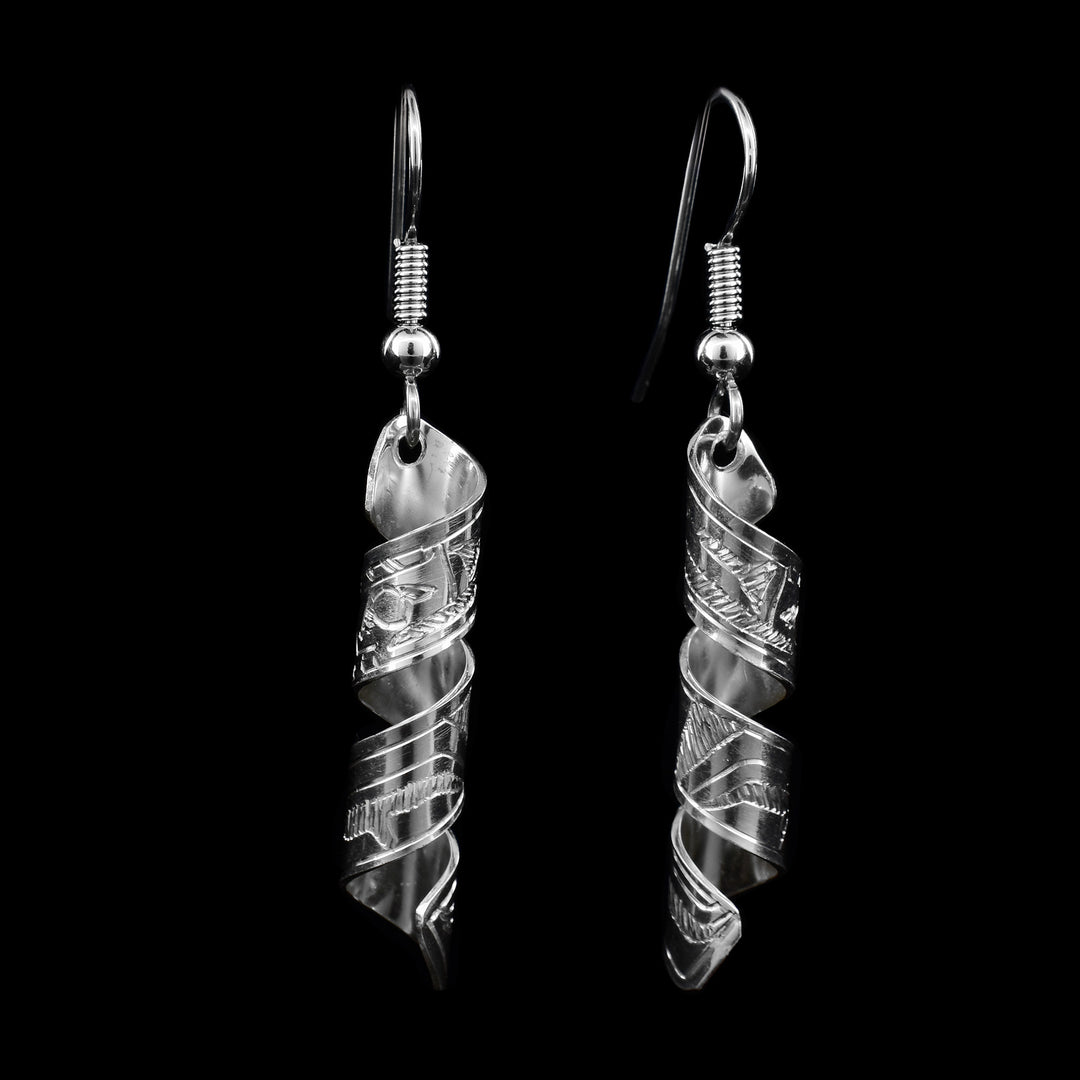 Sterling Silver Spiral Raven Earrings