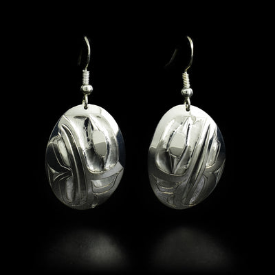 These earrings are made out of sterling silver and hold the shape of an Eagle. They measure 1 1/2" x 3/4" including the hook. 