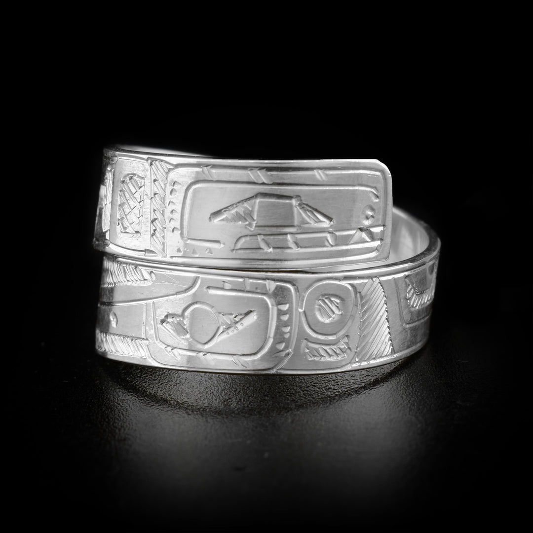 Sterling Silver 1/4" Orca/Hummingbird Wrap Ring - Artina's Jewellery