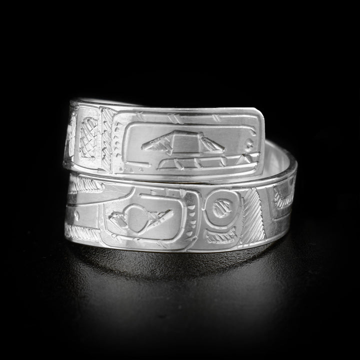 Sterling Silver 1/4" Orca/Hummingbird Wrap Ring - Artina's Jewellery